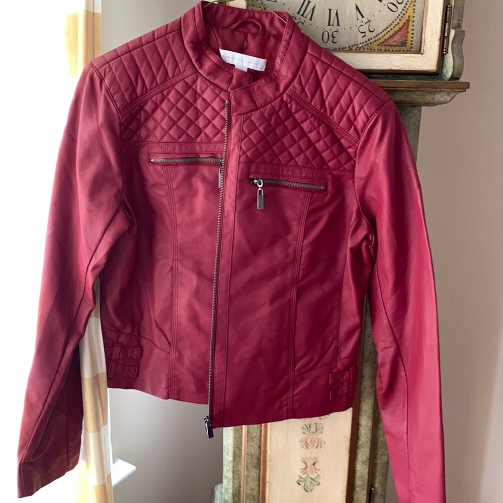 NWOT red pleather jacket large